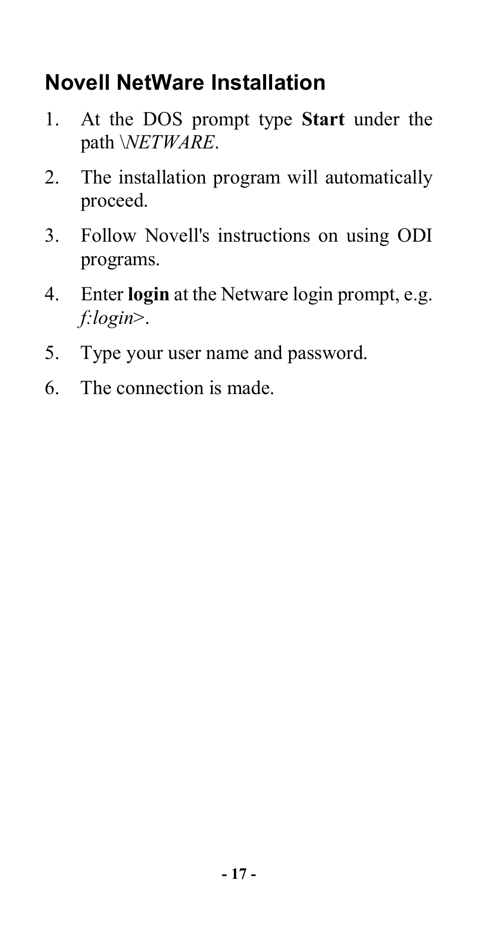 Novell netware installation, Ovell, Nstallation | Hawking Technology CardBus 10/100 Fast Ethernet PC Card User Manual | Page 20 / 21