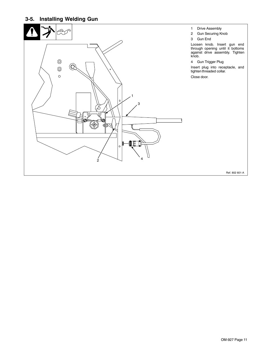 5. installing welding gun | Hobart Welding Products IRONMAN M-10 User Manual | Page 15 / 56