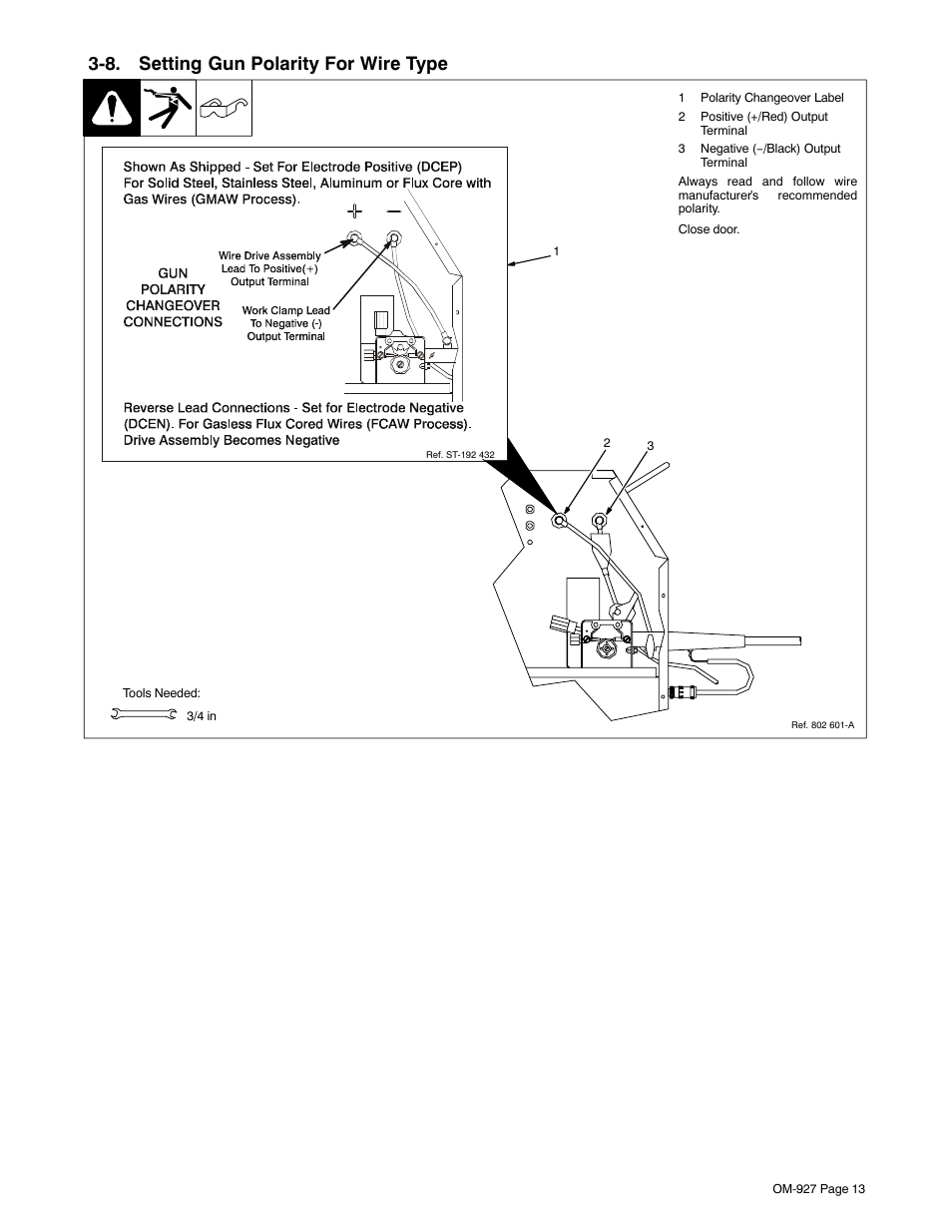 8. setting gun polarity for wire type | Hobart Welding Products IRONMAN M-10 User Manual | Page 17 / 56