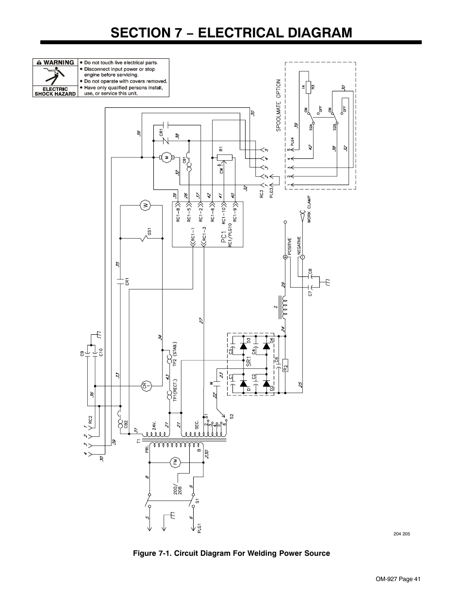 Section 7 − electrical diagram | Hobart Welding Products IRONMAN M-10 User Manual | Page 45 / 56