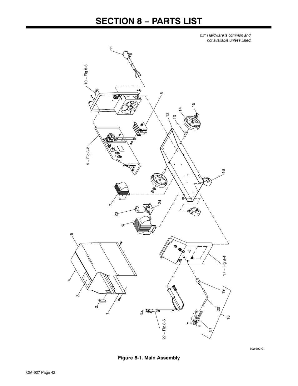 Section 8 − parts list | Hobart Welding Products IRONMAN M-10 User Manual | Page 46 / 56