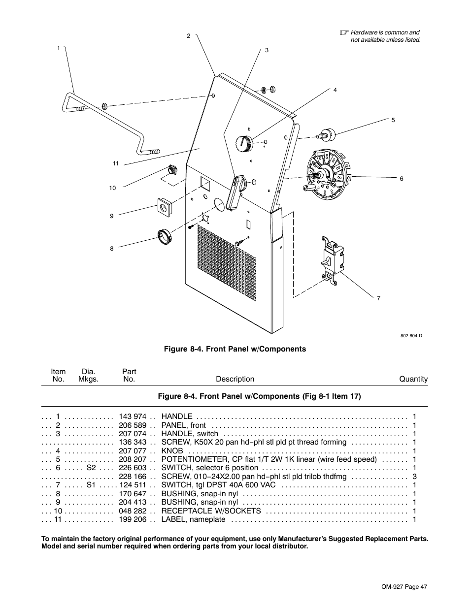 Fig 8-4 | Hobart Welding Products IRONMAN M-10 User Manual | Page 51 / 56