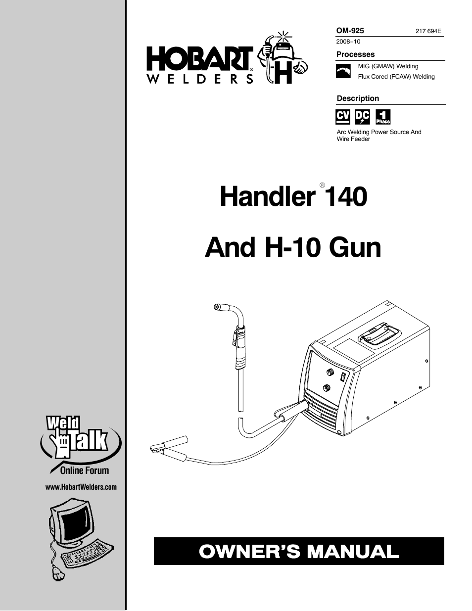 Hobart Welding Products HANDLER 140 OM-925 User Manual | 48 pages