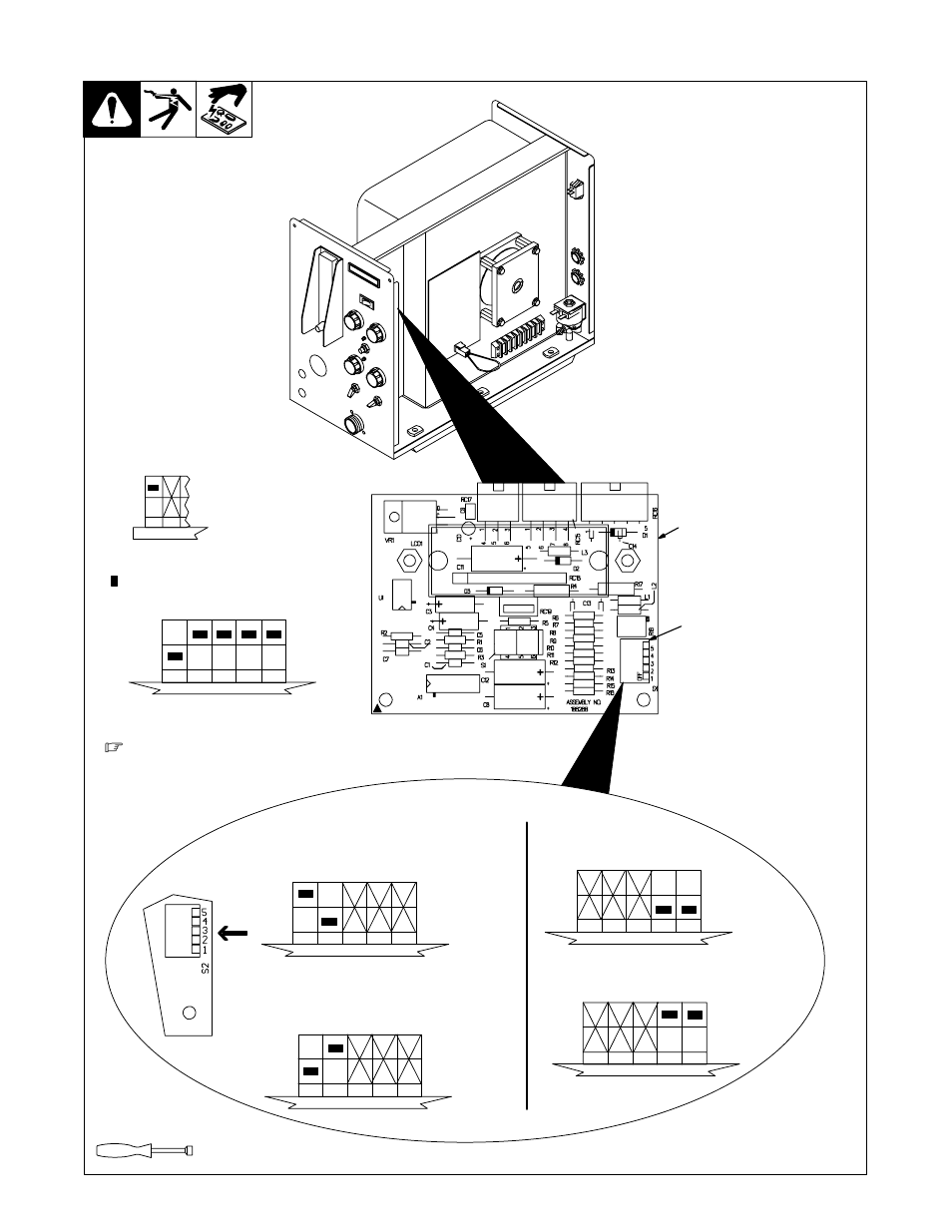 8. optional meter circuit board settings | Hobart Welding Products OM-1594 User Manual | Page 23 / 68