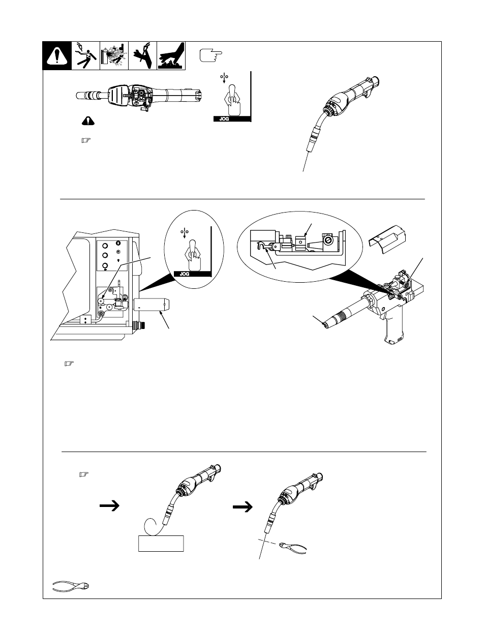 14. threading welding wire through gun | Hobart Welding Products OM-1594 User Manual | Page 27 / 68