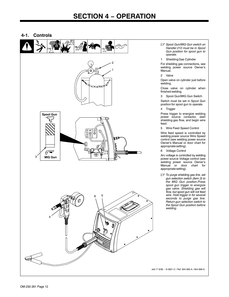 Section 4 − operation, 1. controls | Hobart Welding Products DP-3035 User Manual | Page 16 / 28