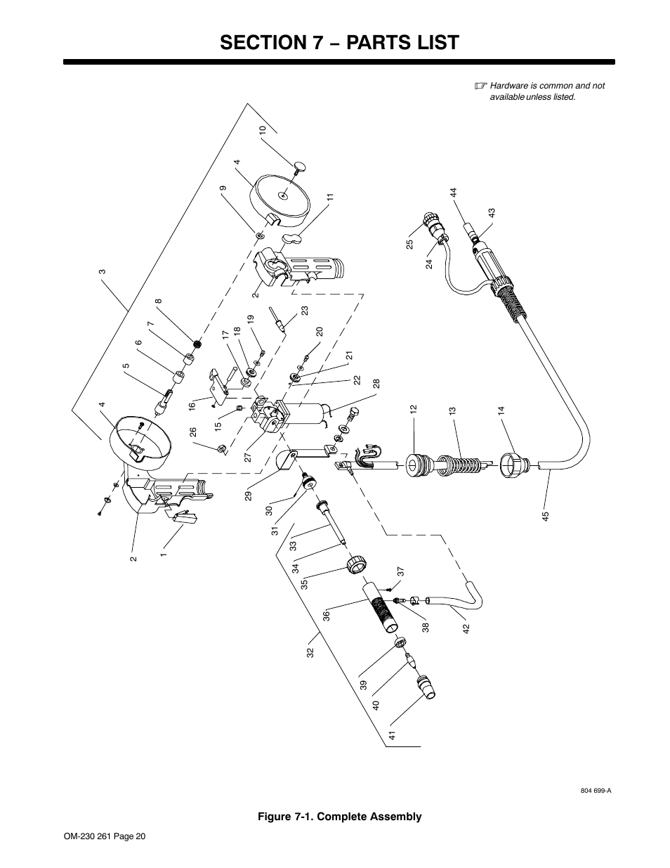 Section 7 − parts list | Hobart Welding Products DP-3035 User Manual | Page 24 / 28