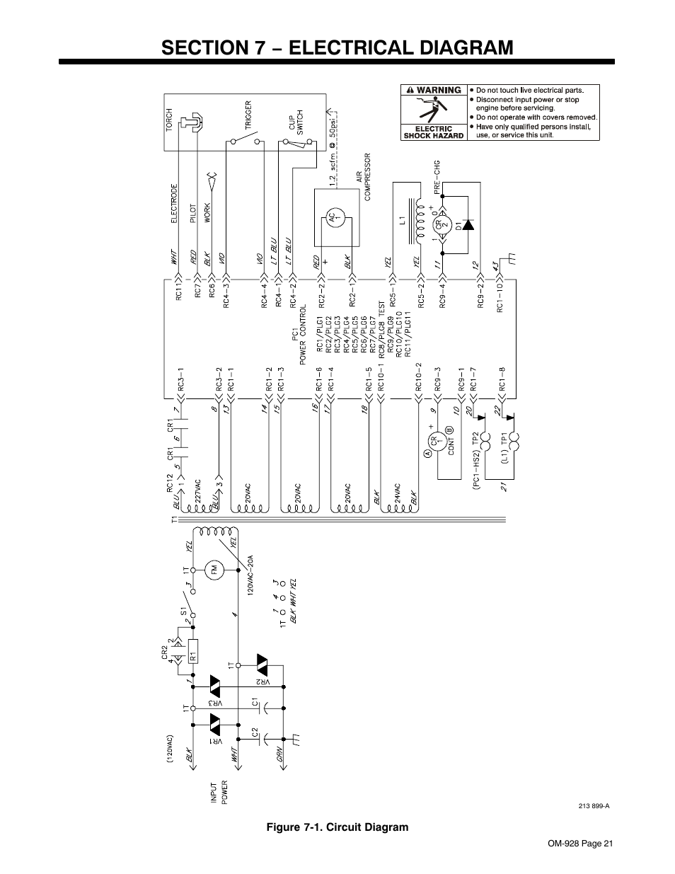 Section 7 − electrical diagram | Hobart Welding Products 250A User Manual | Page 25 / 32