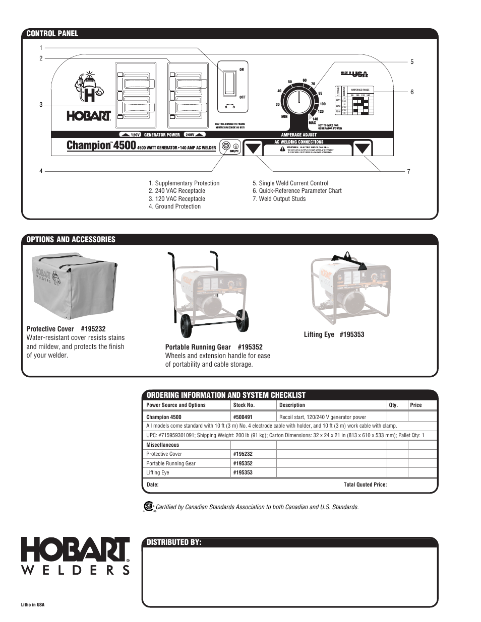 Hobart Welding Products AC Generator/AC Welder Champion 4500 User Manual | Page 2 / 2