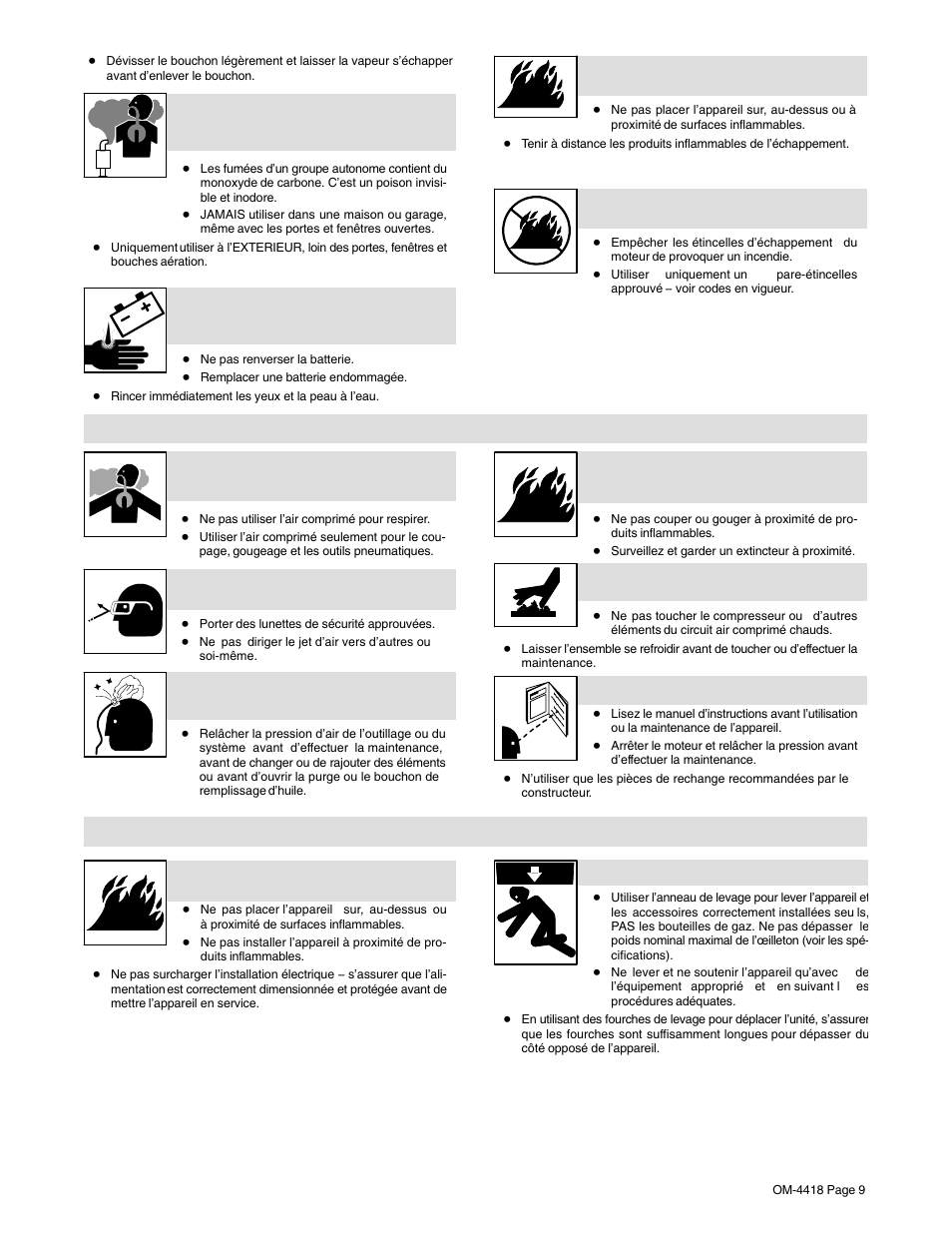 4. dangers liés à l’air comprimé | Hobart Welding Products CHAMPION 4500 OM-4418 User Manual | Page 13 / 52