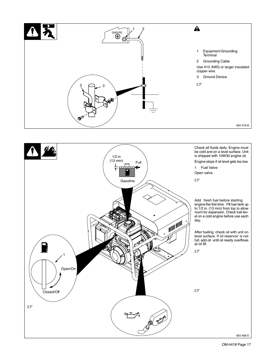 3. engine prestart checks | Hobart Welding Products CHAMPION 4500 OM-4418 User Manual | Page 21 / 52