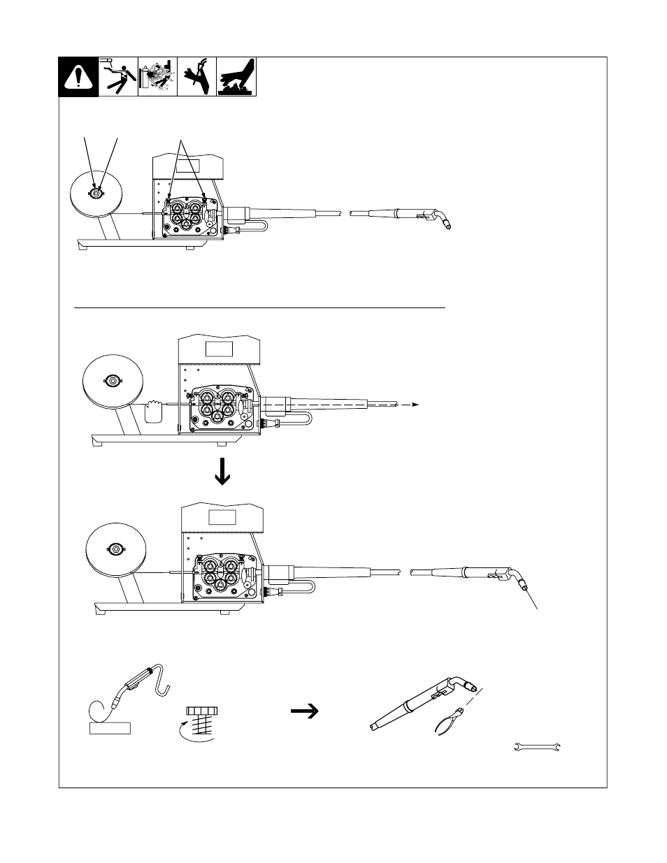 8. installing and threading welding wire | Hobart Welding Products OLYMPIC R-115 User Manual | Page 17 / 36