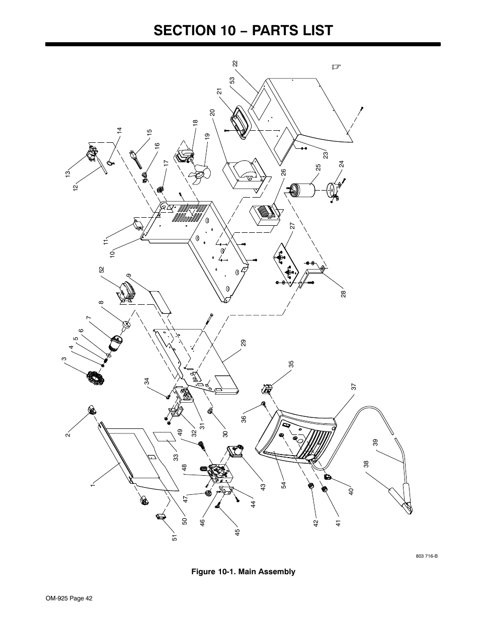 Section 10 − parts list | Hobart Welding Products HANDLER 140 User Manual | Page 46 / 52