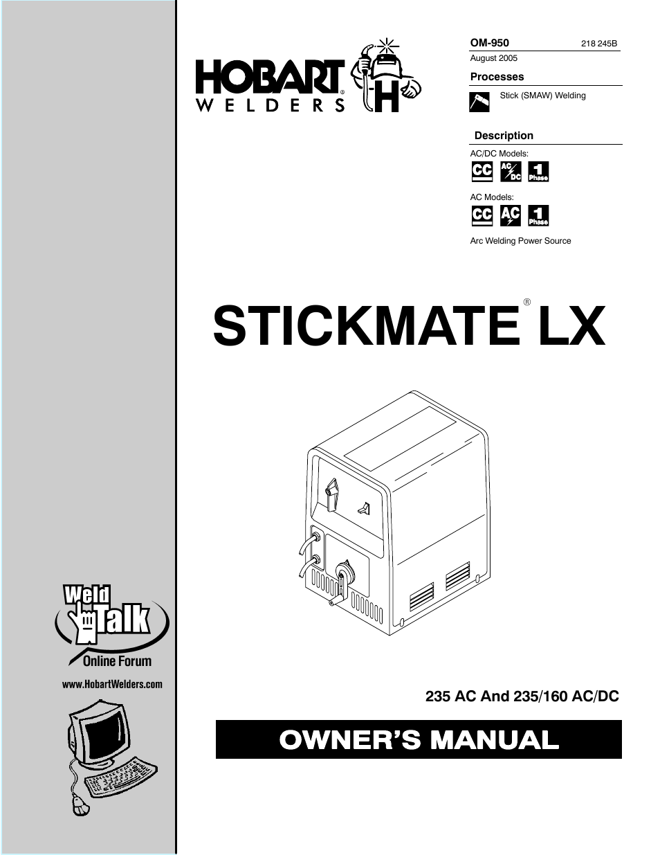 Hobart Welding Products STICKMATE OM-950 User Manual | 40 pages