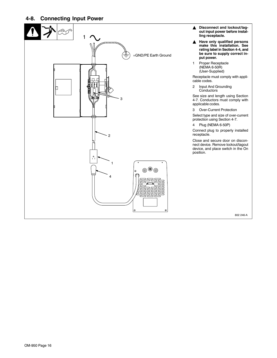 8. connecting input power | Hobart Welding Products STICKMATE OM-950 User Manual | Page 20 / 40