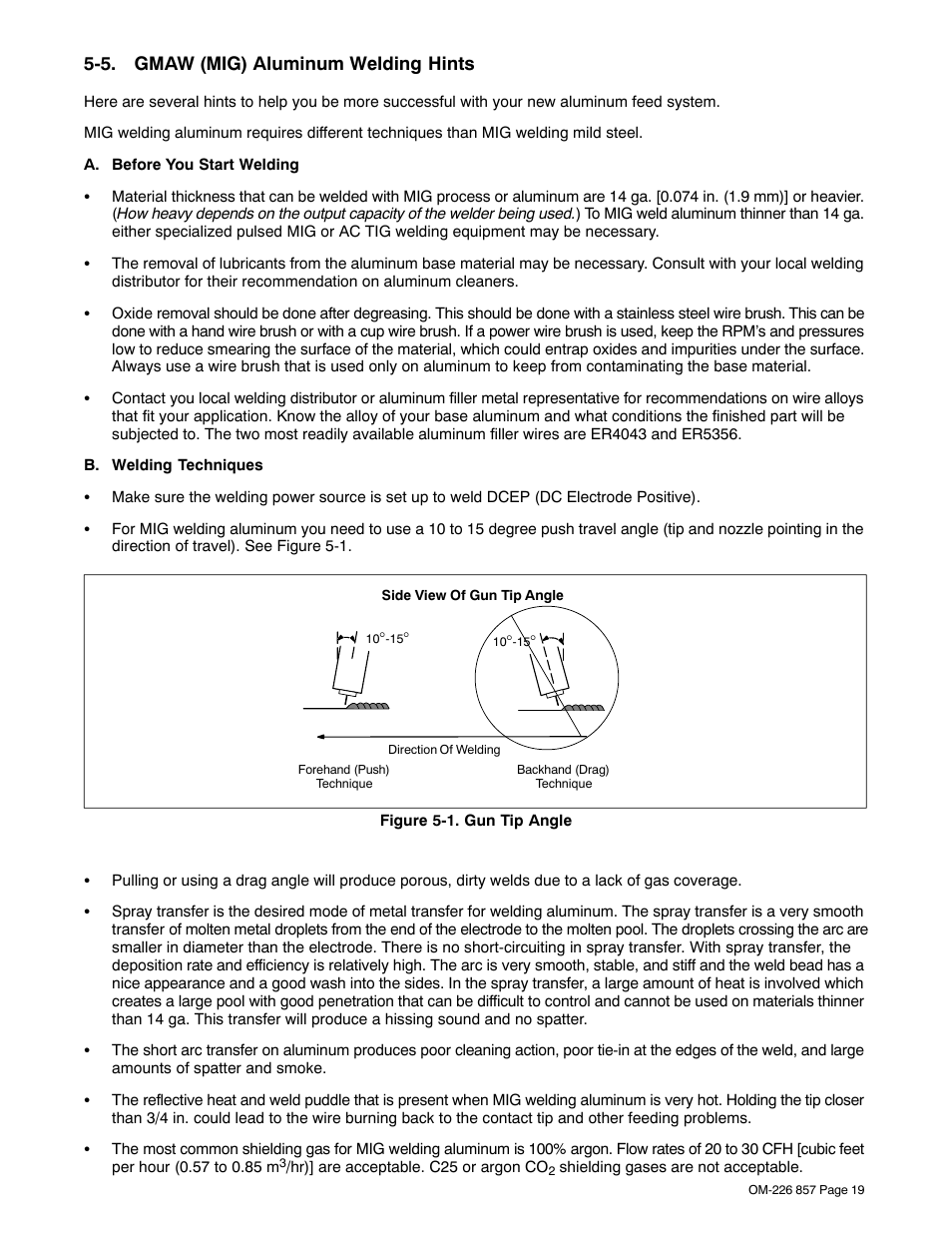 5. gmaw (mig) aluminum welding hints | Hobart Welding Products 3035-20 User Manual | Page 23 / 32