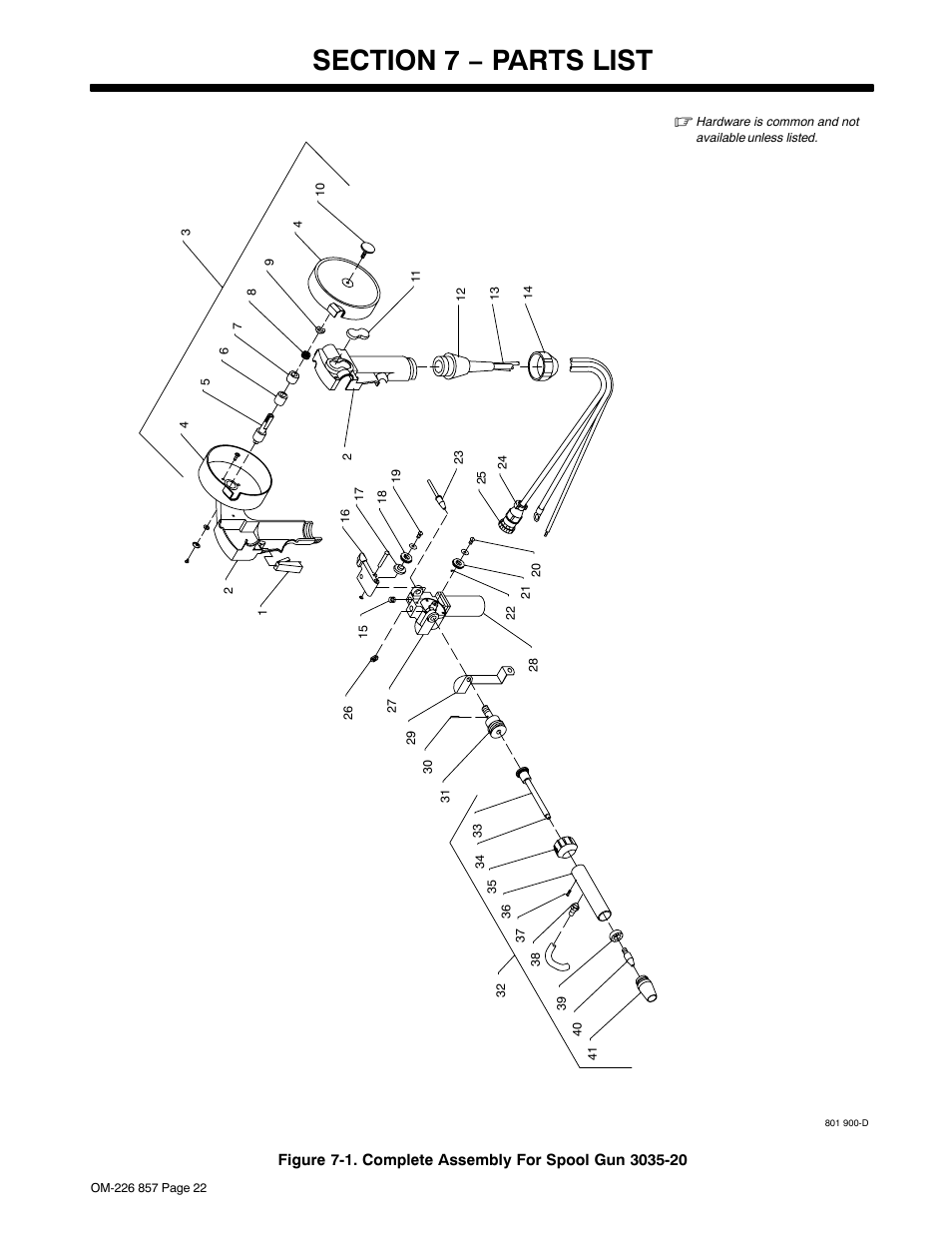 Section 7 − parts list | Hobart Welding Products 3035-20 User Manual | Page 26 / 32