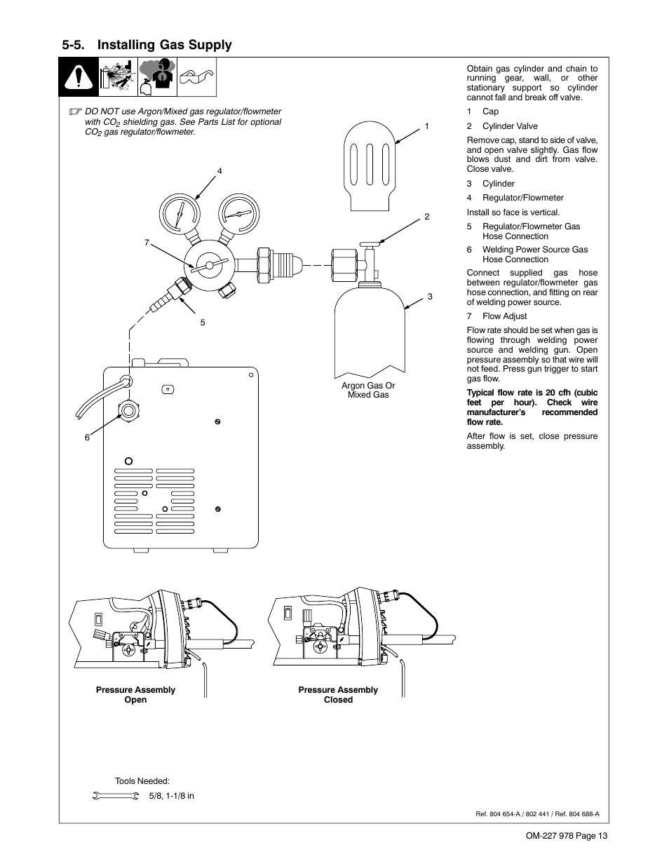 5. installing gas supply | Hobart Welding Products HANDLER 210 User Manual | Page 17 / 52