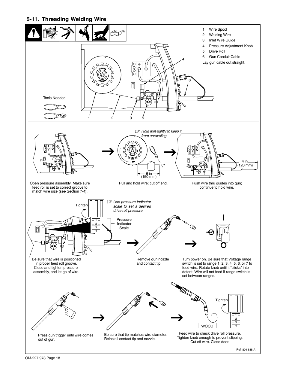 11. threading welding wire | Hobart Welding Products HANDLER 210 User Manual | Page 22 / 52