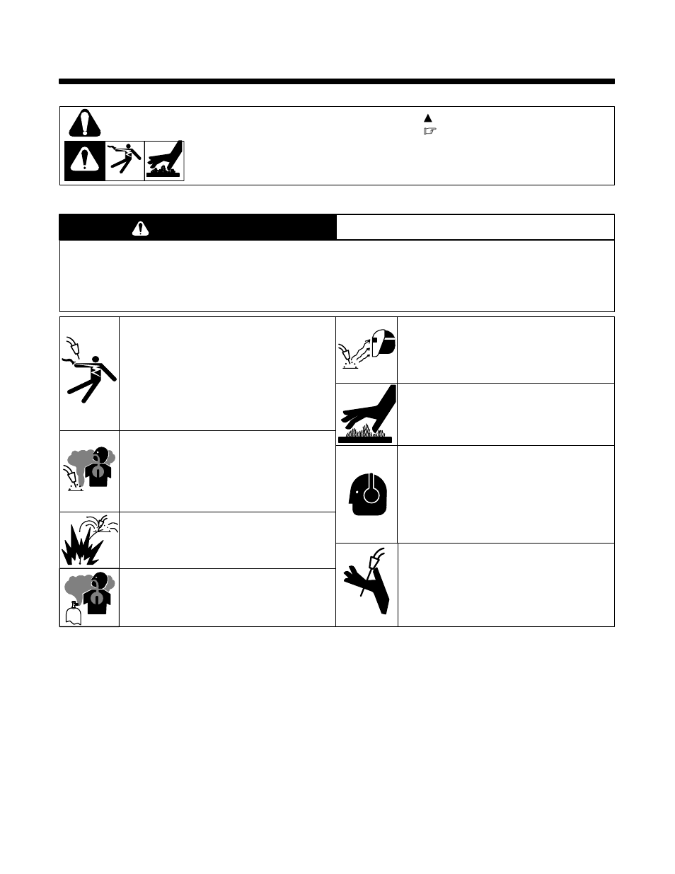 Warning, 1. symbol usage, 2. fcaw and gmaw gun hazards | Hobart Welding Products OM-948 User Manual | Page 5 / 24