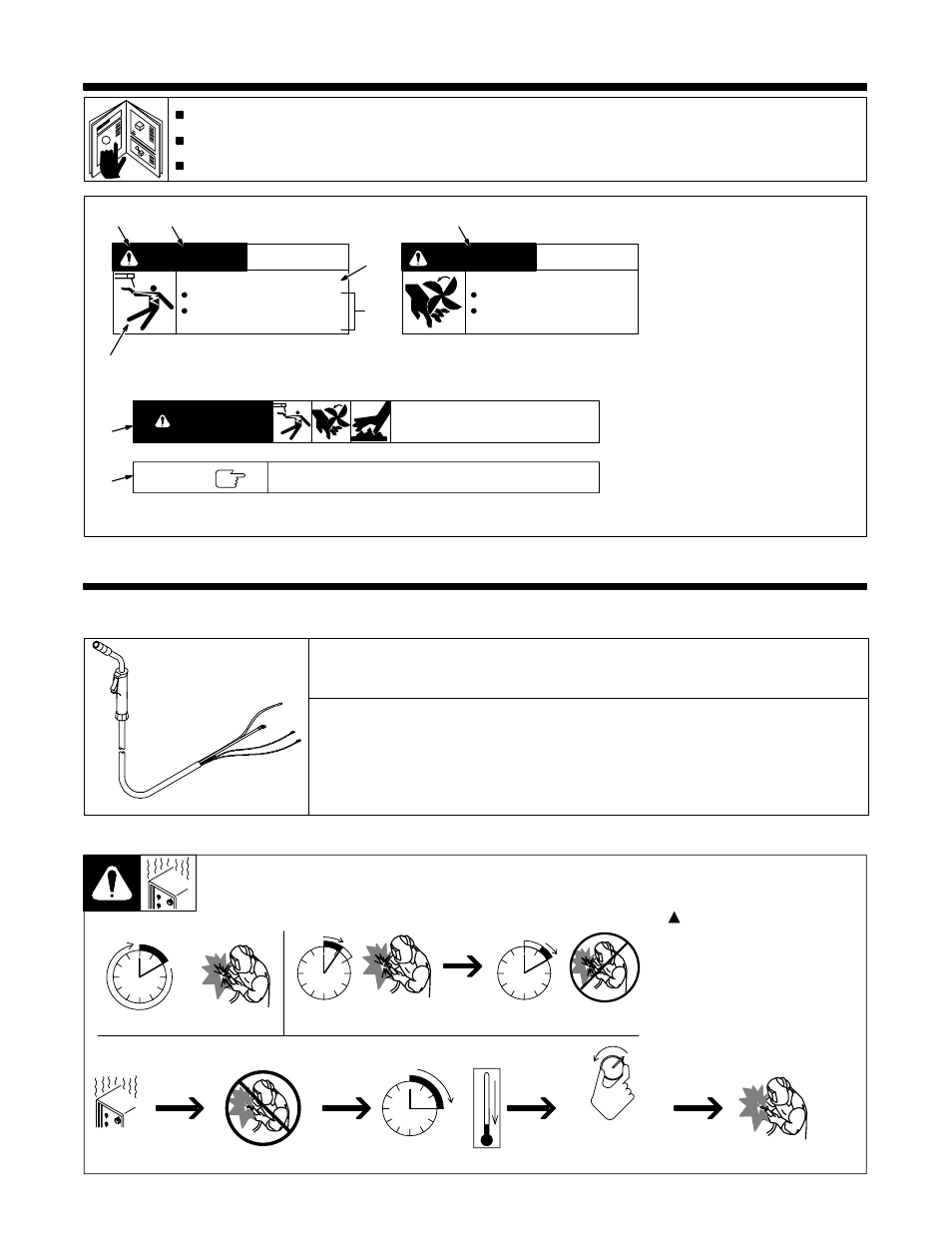 Warning, Caution, 1. specifications | 2. duty cycle and overheating | Hobart Welding Products OM-948 User Manual | Page 7 / 24