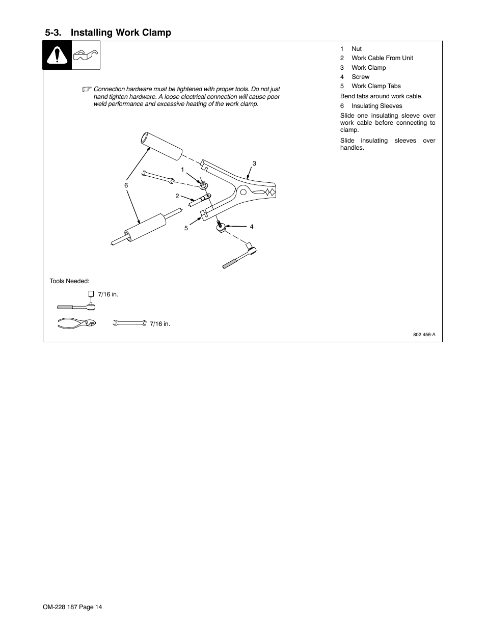 3. installing work clamp | Hobart Welding Products 187 User Manual | Page 18 / 52