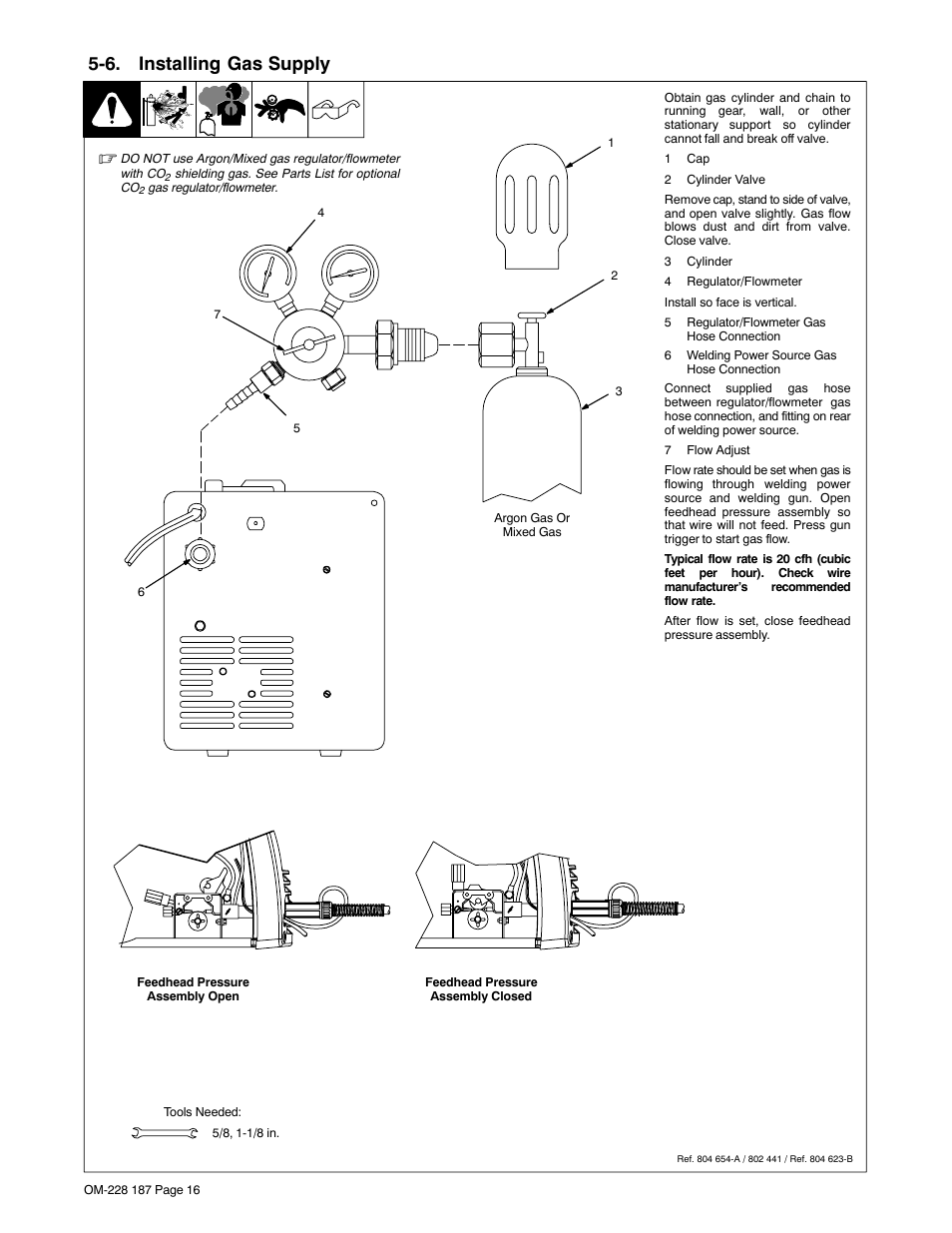 6. installing gas supply | Hobart Welding Products 187 User Manual | Page 20 / 52