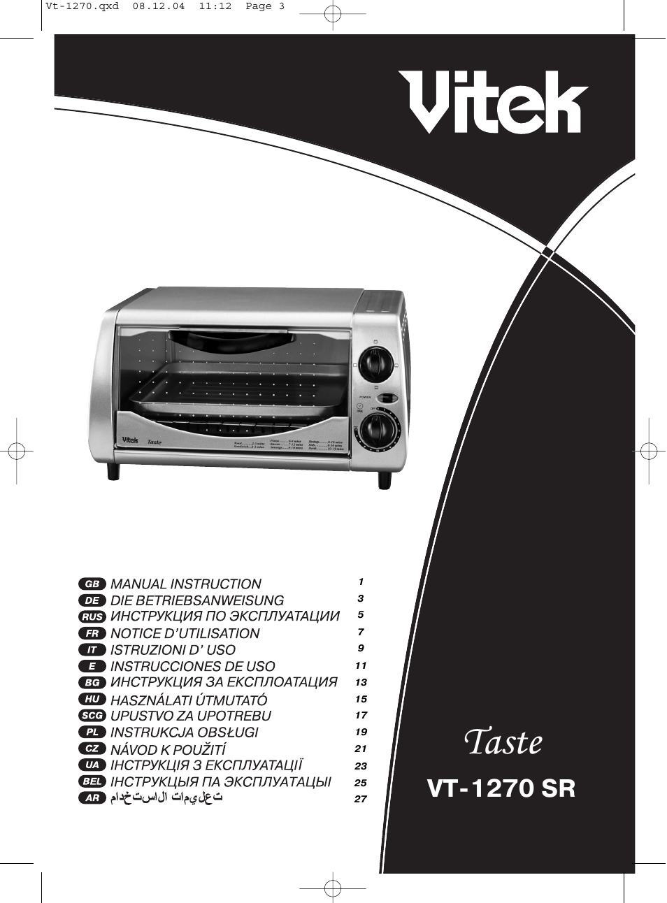 6=ija, Vt-1270 sr | Vitek VT-1270 User Manual | Page 2 / 32