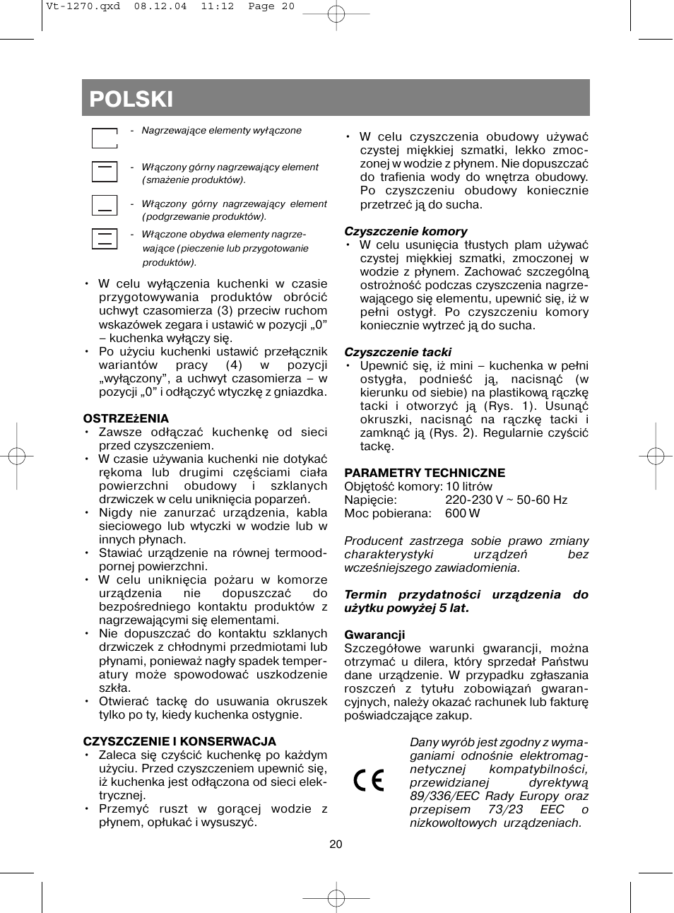 Polski | Vitek VT-1270 User Manual | Page 23 / 32