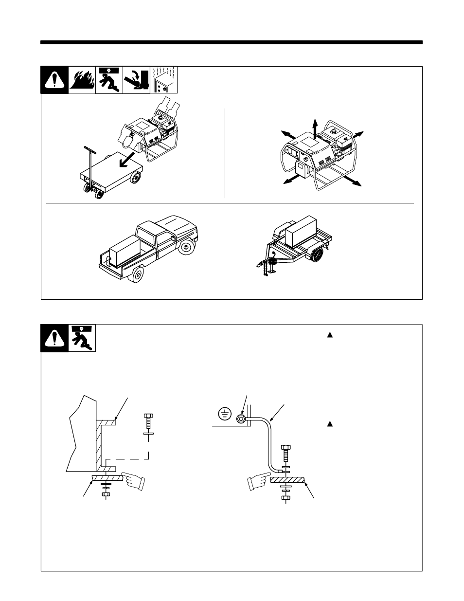 1. installing welding generator, 2. grounding generator to truck or trailer frame | Hobart Welding Products 1435 User Manual | Page 17 / 60
