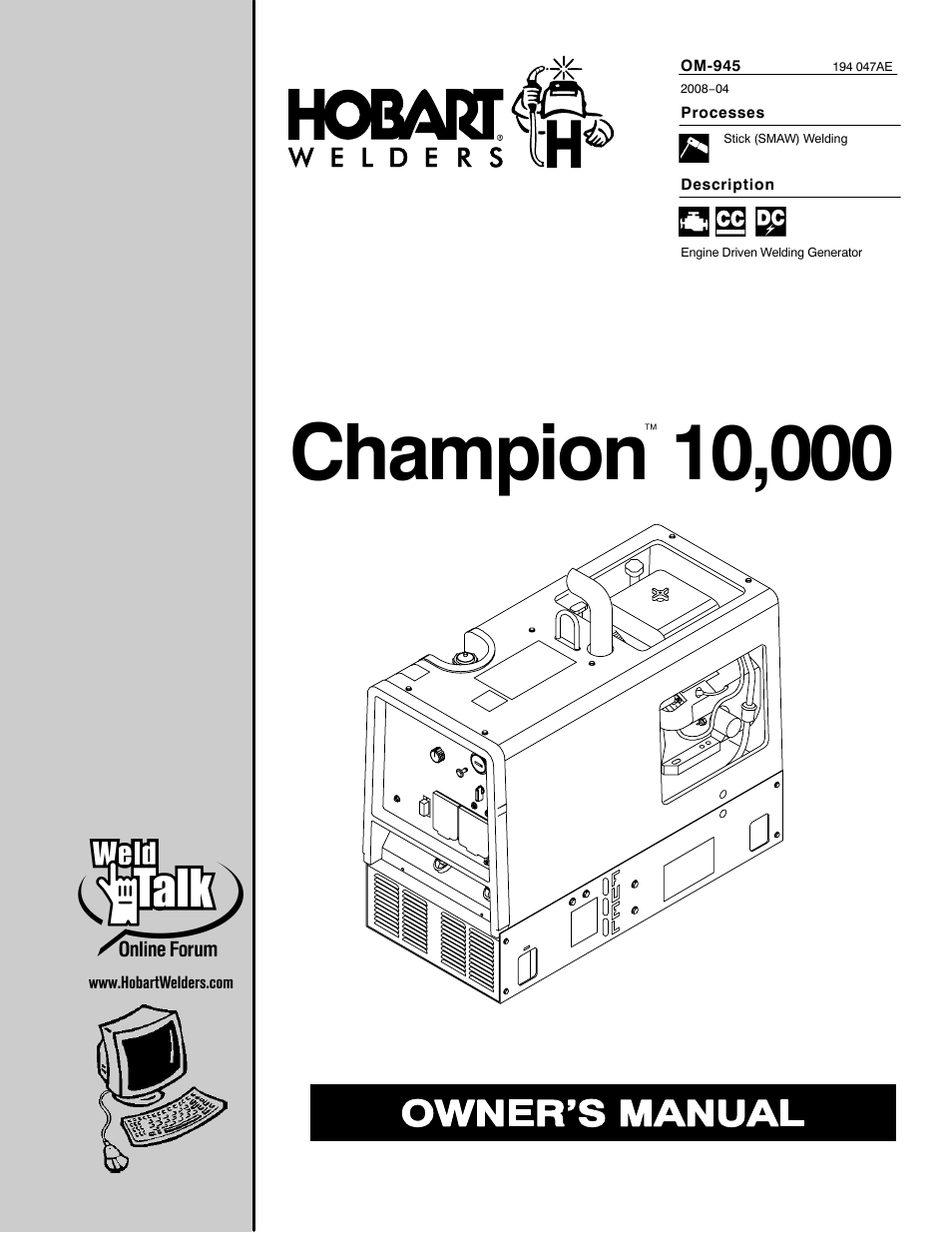 Hobart Welding Products CHAMPION 10 User Manual | 68 pages