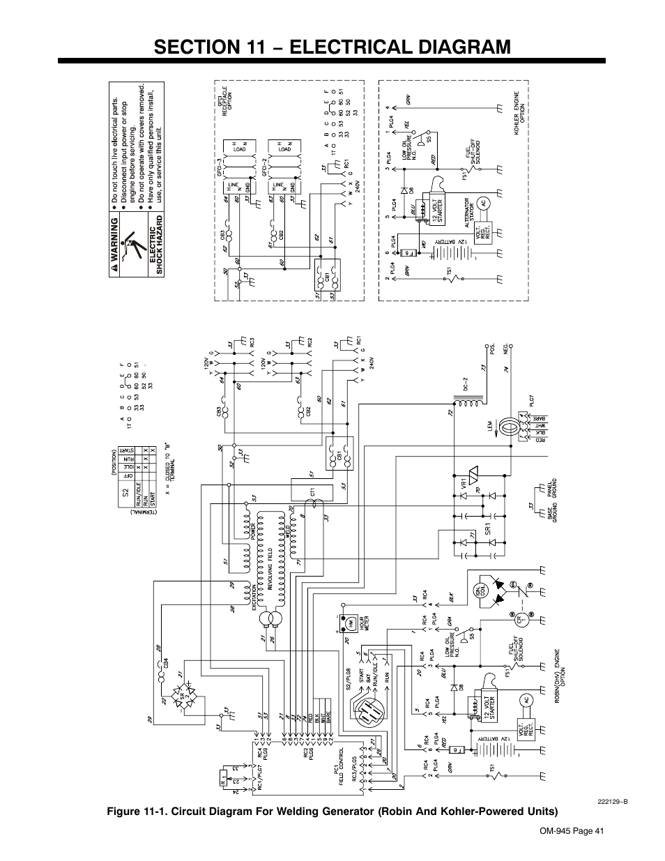 Section 11 − electrical diagram | Hobart Welding Products CHAMPION 10 User Manual | Page 45 / 68