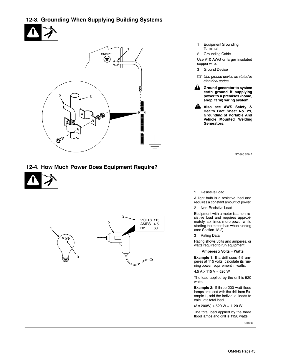 3. grounding when supplying building systems, 4. how much power does equipment require | Hobart Welding Products CHAMPION 10 User Manual | Page 47 / 68