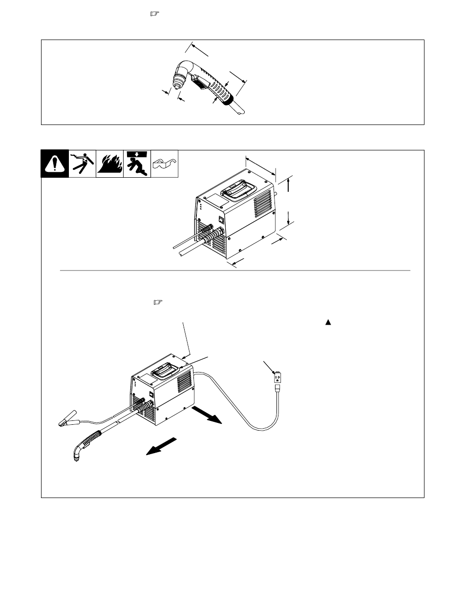 Torch dimensions and weight, Selecting a location, 4. torch dimensions and weight | 5. selecting a location | Hobart Welding Products AIRFORCE OM-230 455D User Manual | Page 15 / 36