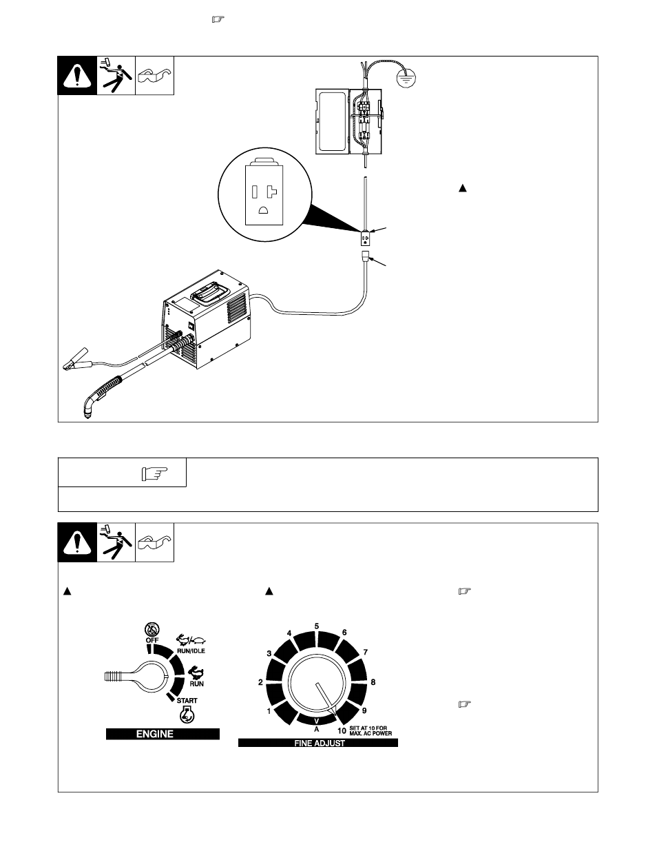 Connecting input power, 10. generator or inverter requirements, 9. connecting input power | Hobart Welding Products AIRFORCE OM-230 455D User Manual | Page 17 / 36