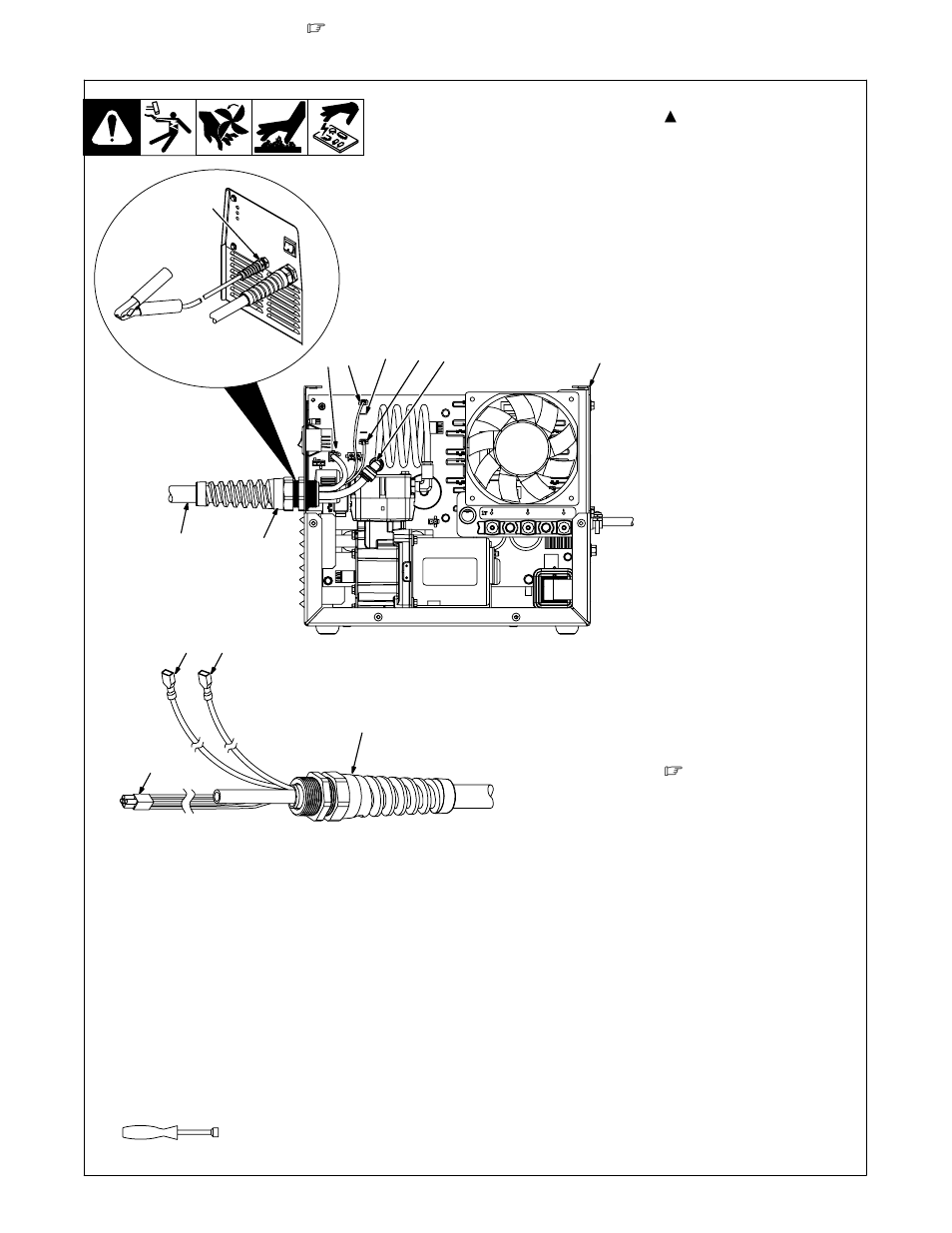 Torch and work cable connections, 5. torch and work cable connections | Hobart Welding Products AIRFORCE OM-230 455D User Manual | Page 28 / 36