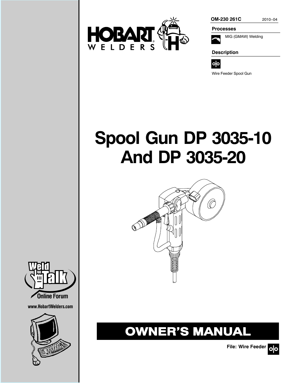 Hobart Welding Products SPOOL GUN DP 3035-10 User Manual | 32 pages
