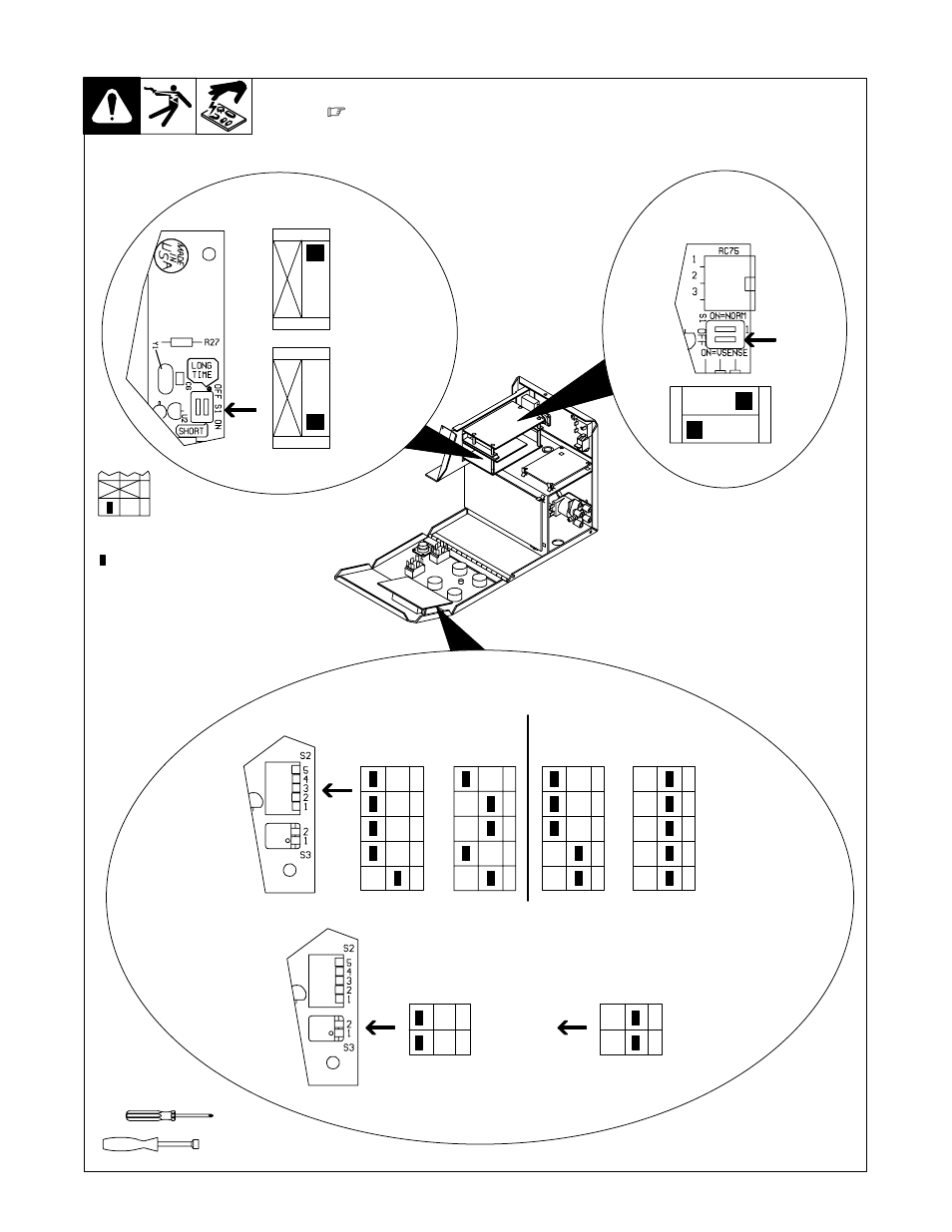 9. optional equipment dip switch settings | Hobart Welding Products OLYMPIC S-64 User Manual | Page 20 / 36