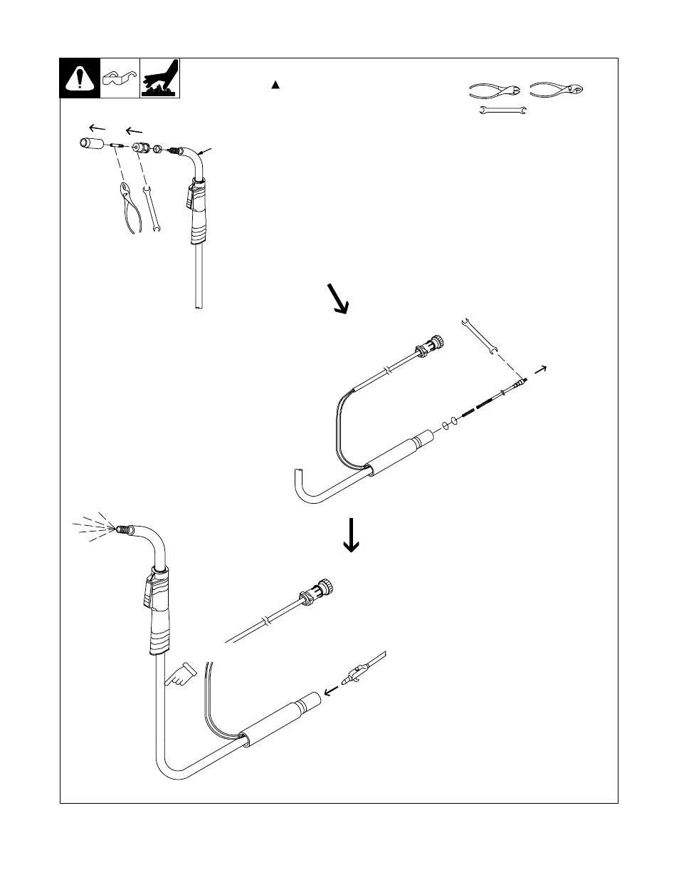 Cleaning or replacing gun liner, 6. cleaning or replacing gun liner | Hobart Welding Products HANDLER 210 OM-227 978B User Manual | Page 28 / 52