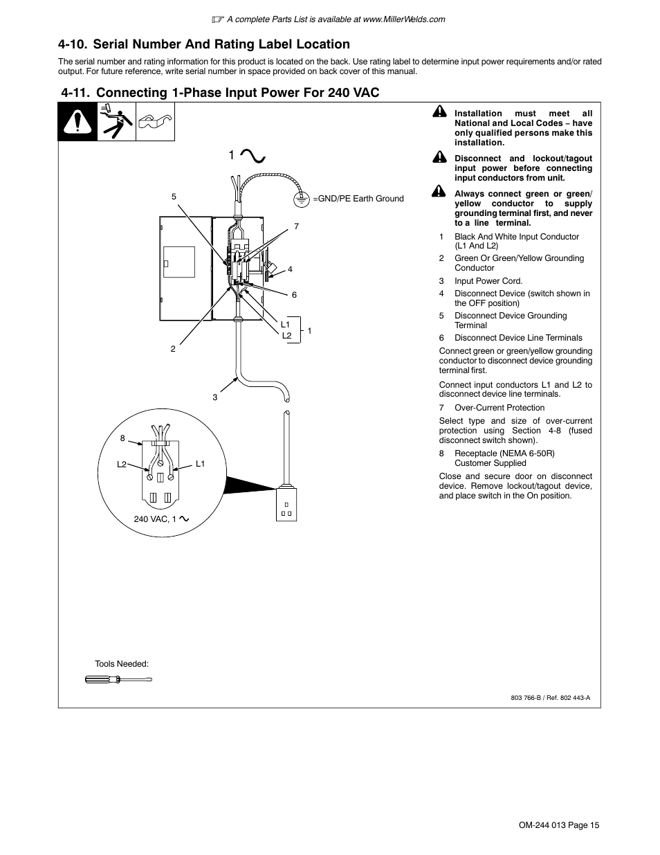 10. serial number and rating label location | Hobart Welding Products AIRFORCE 700I User Manual | Page 19 / 40