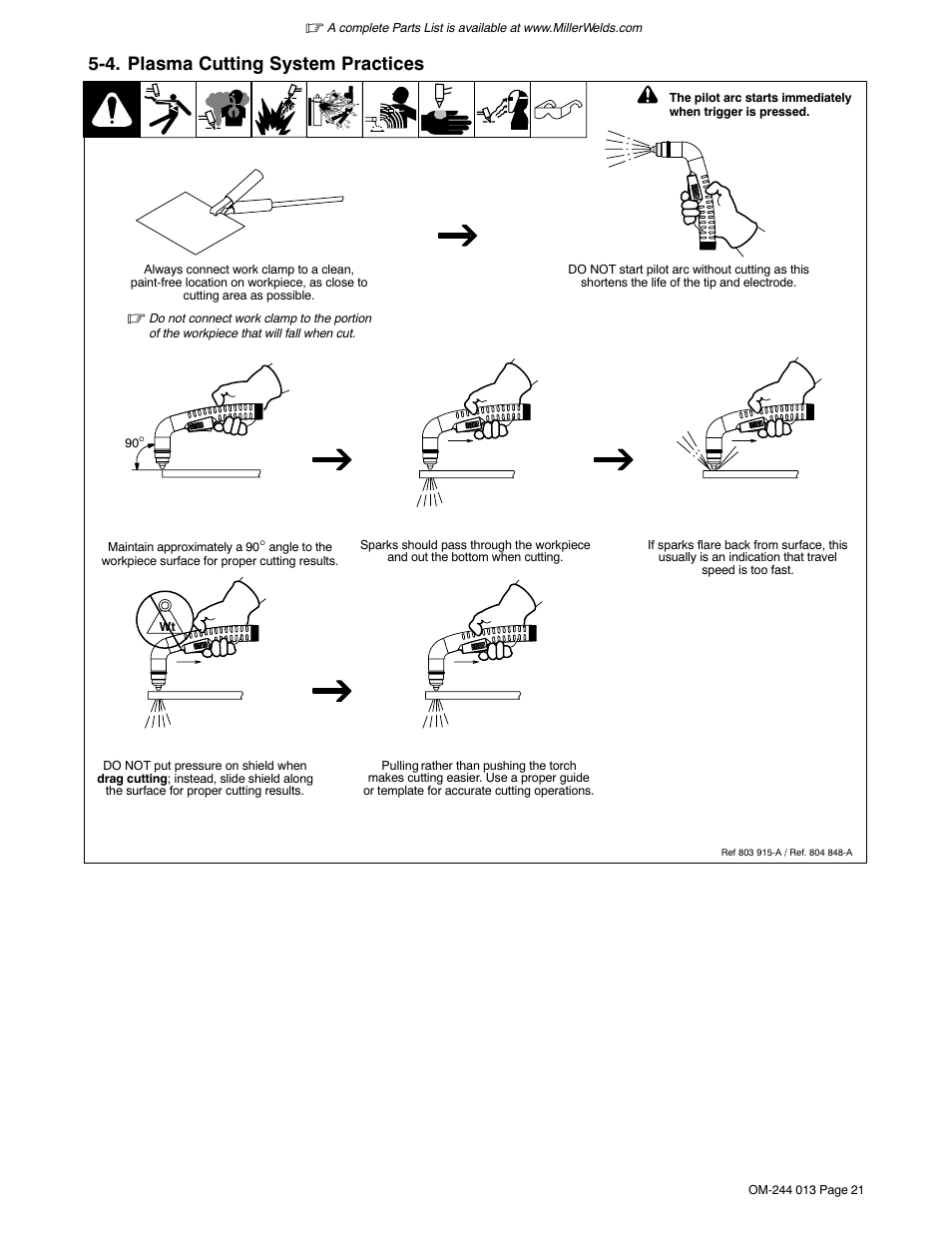 4. plasma cutting system practices | Hobart Welding Products AIRFORCE 700I User Manual | Page 25 / 40