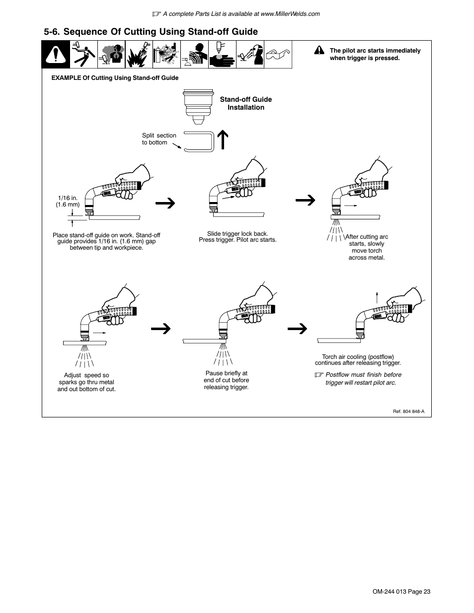 6. sequence of cutting using stand-off guide | Hobart Welding Products AIRFORCE 700I User Manual | Page 27 / 40
