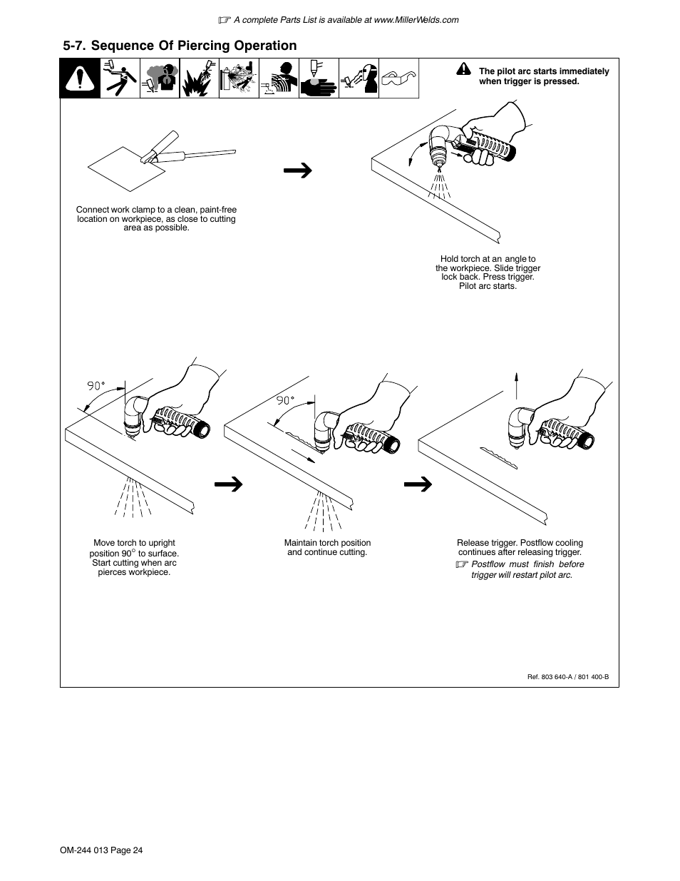 7. sequence of piercing operation | Hobart Welding Products AIRFORCE 700I User Manual | Page 28 / 40