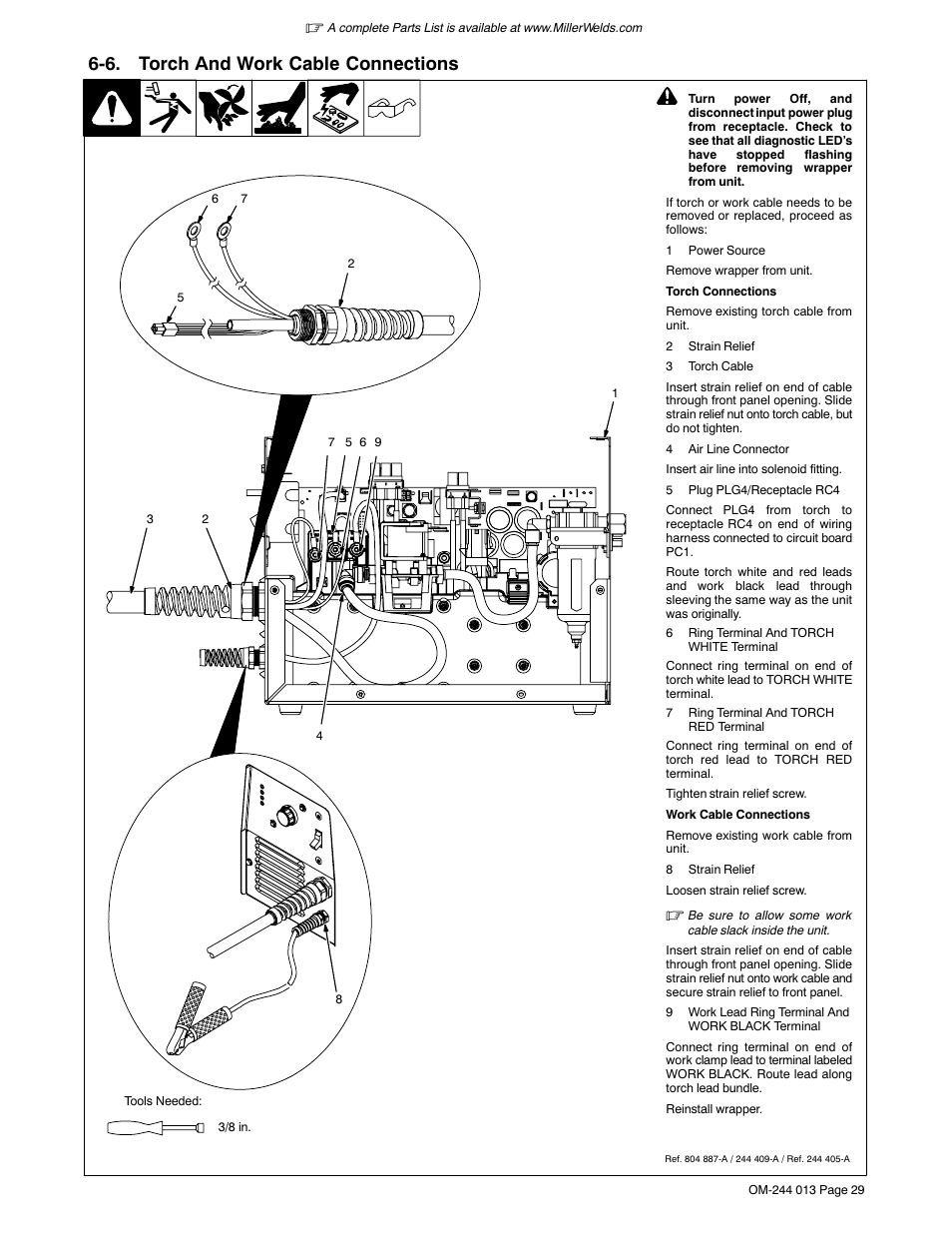 6. torch and work cable connections | Hobart Welding Products AIRFORCE 700I User Manual | Page 33 / 40