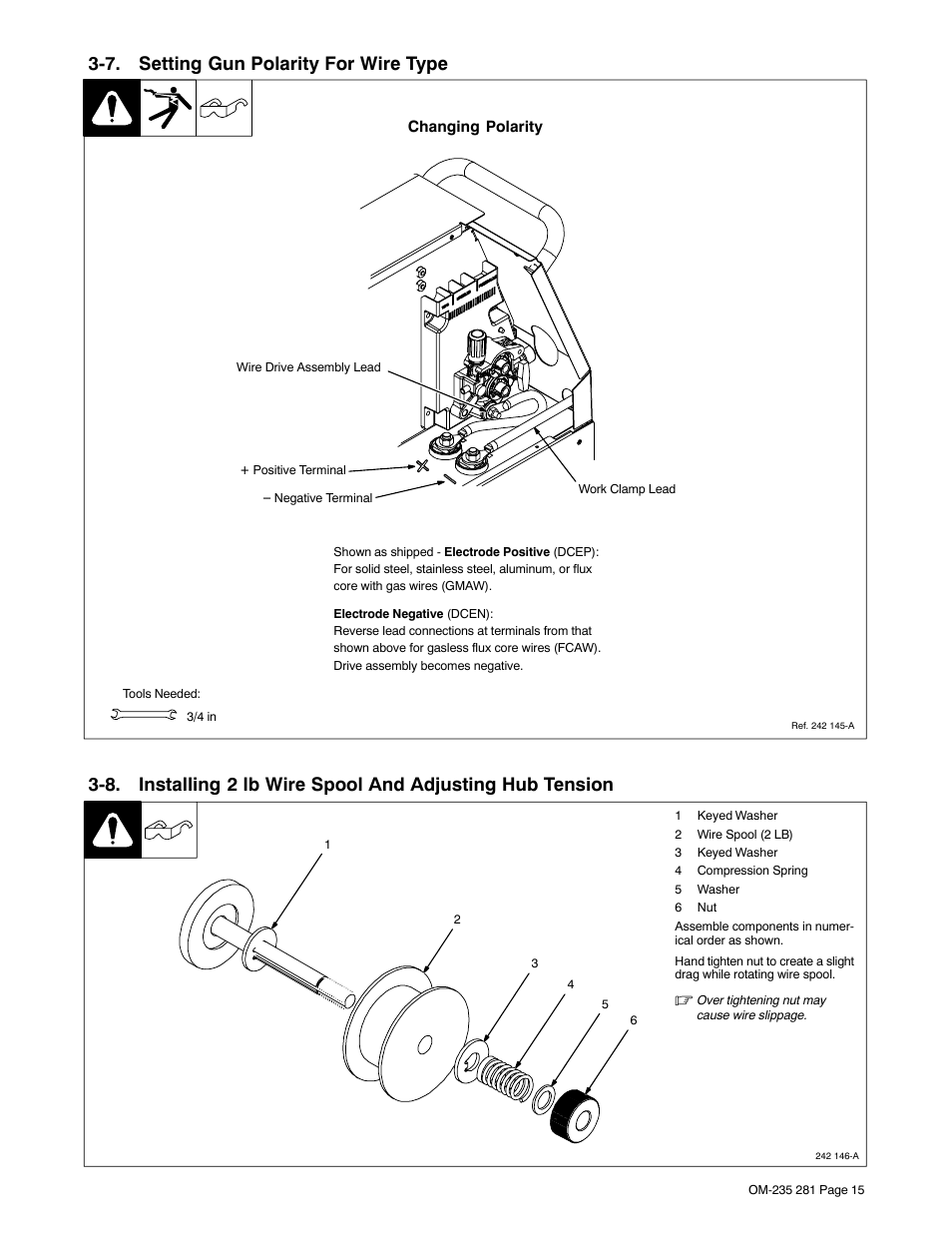 7. setting gun polarity for wire type | Hobart Welding Products IRONMAN 230 User Manual | Page 19 / 56