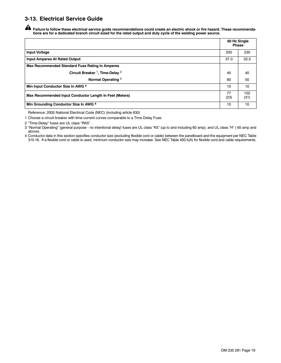 13. electrical service guide | Hobart Welding Products IRONMAN 230 User Manual | Page 23 / 56