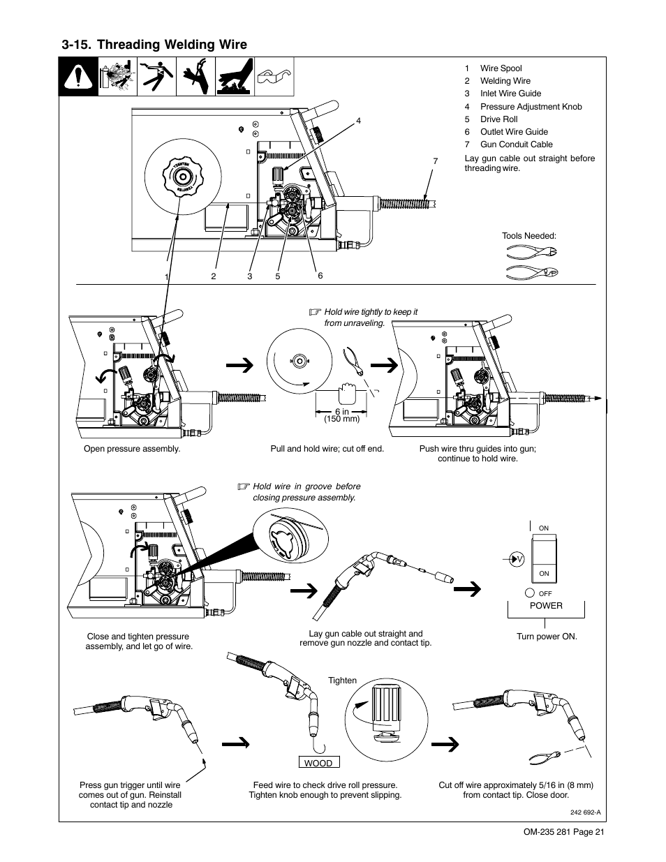 15. threading welding wire | Hobart Welding Products IRONMAN 230 User Manual | Page 25 / 56