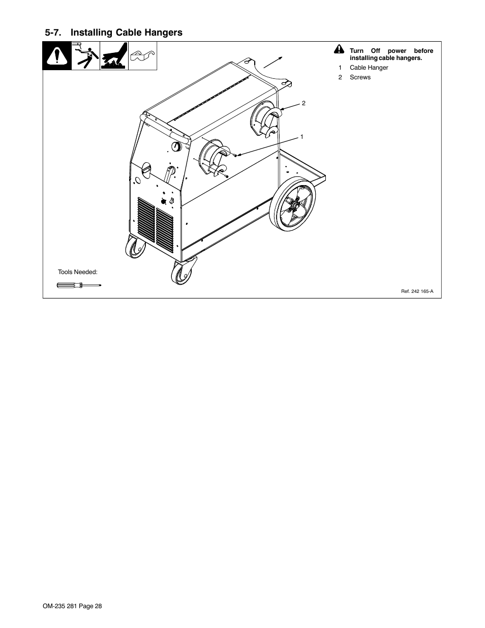 7. installing cable hangers | Hobart Welding Products IRONMAN 230 User Manual | Page 32 / 56