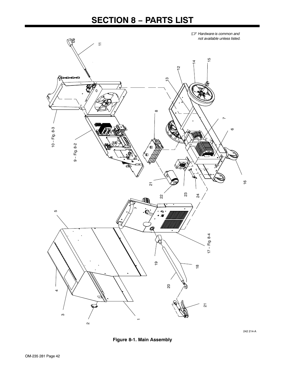 Section 8 − parts list | Hobart Welding Products IRONMAN 230 User Manual | Page 46 / 56