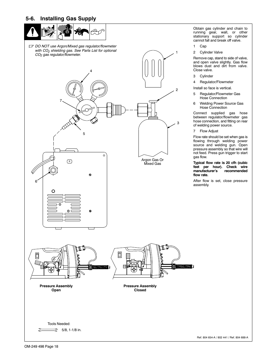 6. installing gas supply | Hobart Welding Products HANDLER 210 MVP User Manual | Page 22 / 56